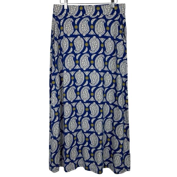 Boden Maxi Skirt Women Size 10P Petite Blue Paisley Floral Long Jersey Stretch - Picture 1 of 11